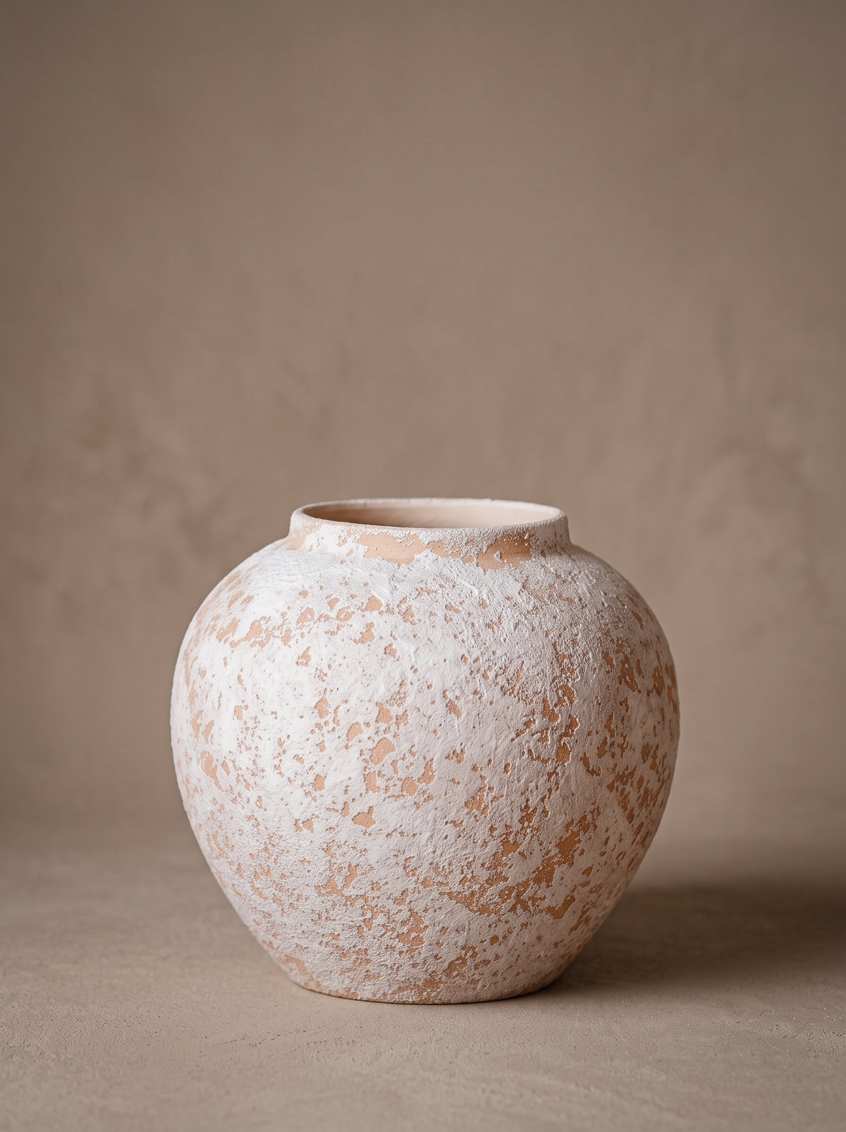Rustic Textured White Terracotta Vase