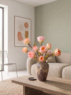 Apricot Protea Crown Faux Floral Arrangement
