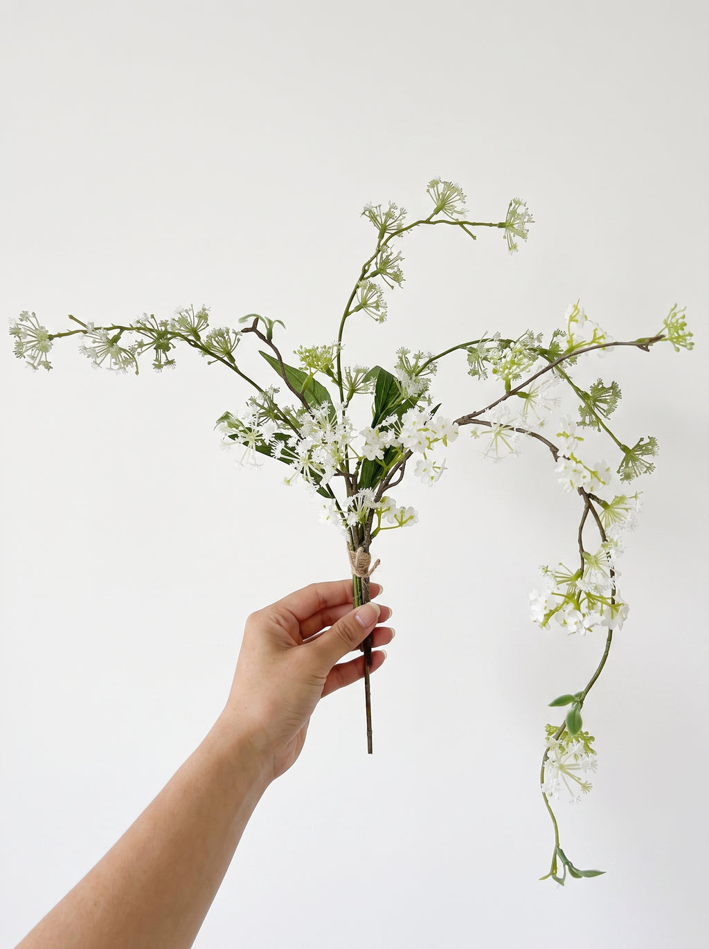 Nordic Minimalist Delicate White Blossom Branch Artificial Floral Arrangement