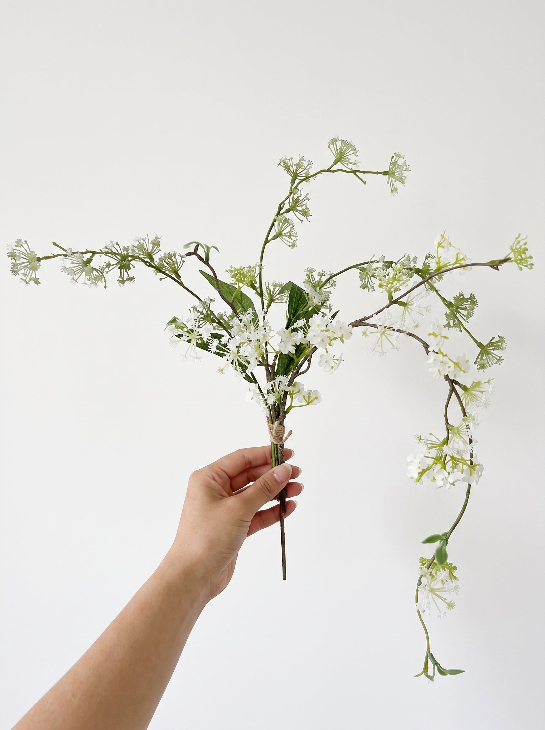 Nordic Minimalist Delicate White Blossom Branch Artificial Floral Arrangement