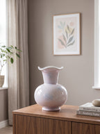 French Elegant Fluted Pastel Ceramic Flower Vase