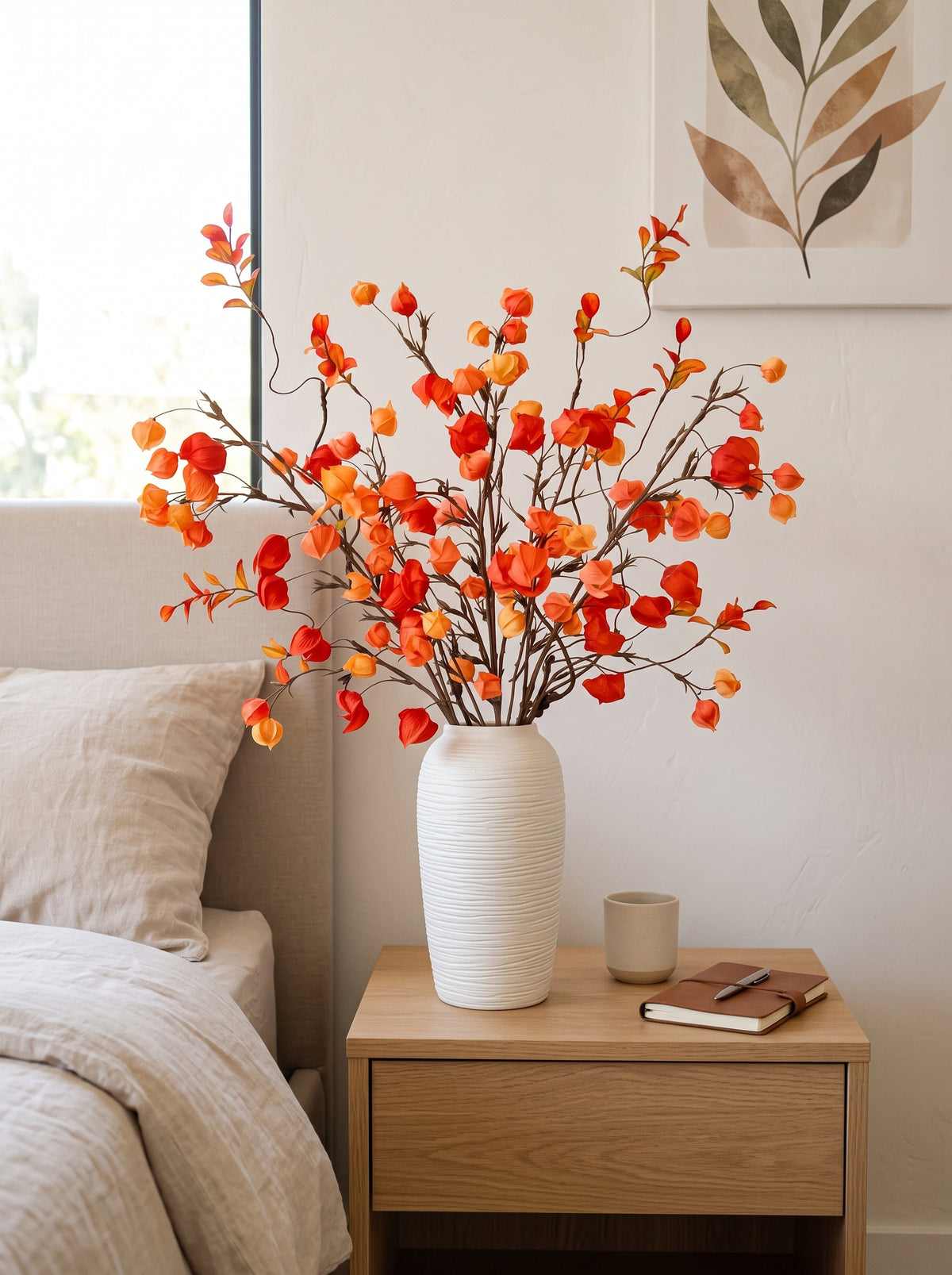 French Countryside Warm Terracotta Physalis Faux Floral Arrangement
