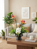 Tropical Bird of Paradise and Orchid Faux Floral Arrangement