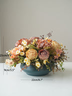 Vintage Oil Painting Rose and Daisy Faux Floral Arrangement