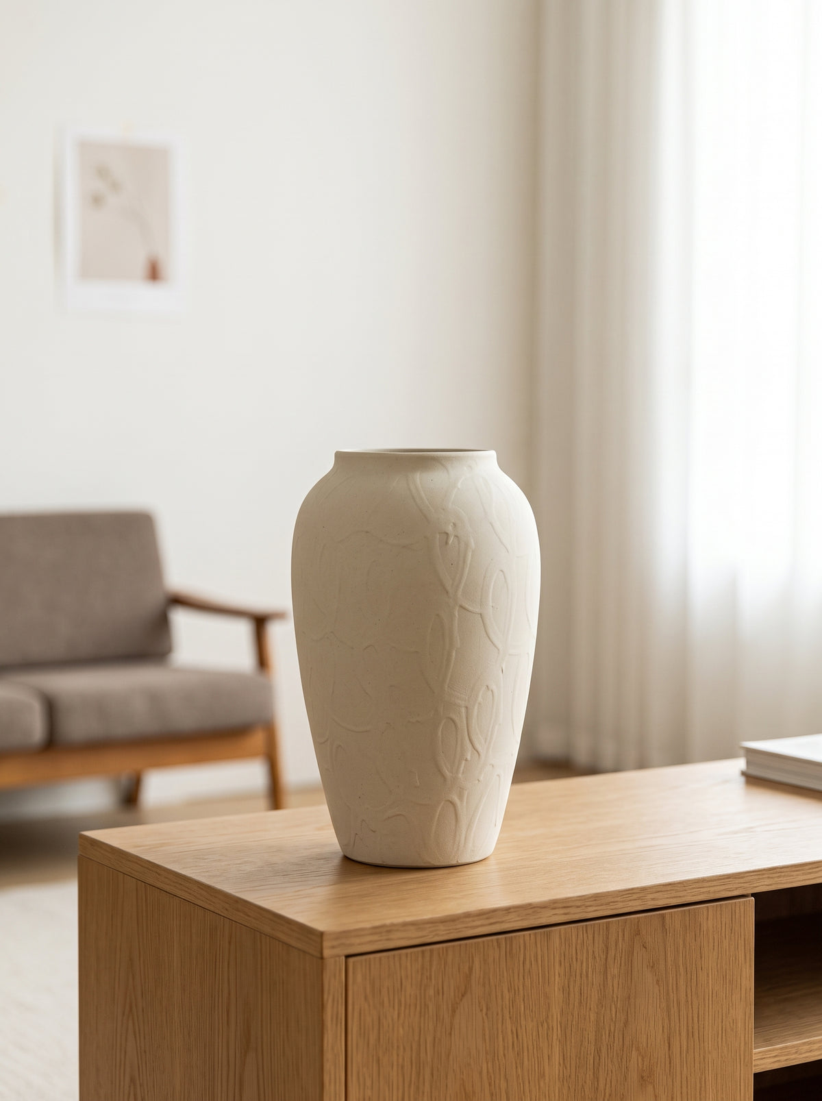 Minimalist Handcrafted Line Relief Vase