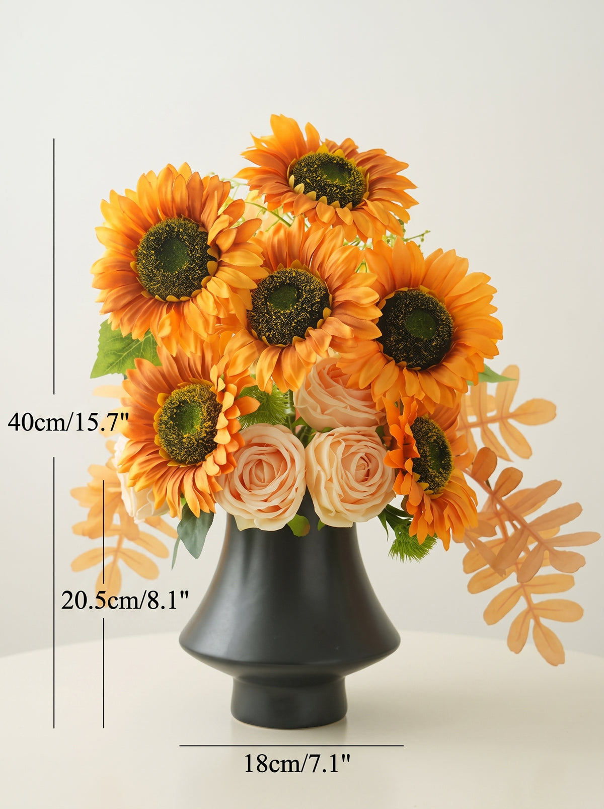 Oil Painting Sunflower and Rose Faux Floral Arrangement