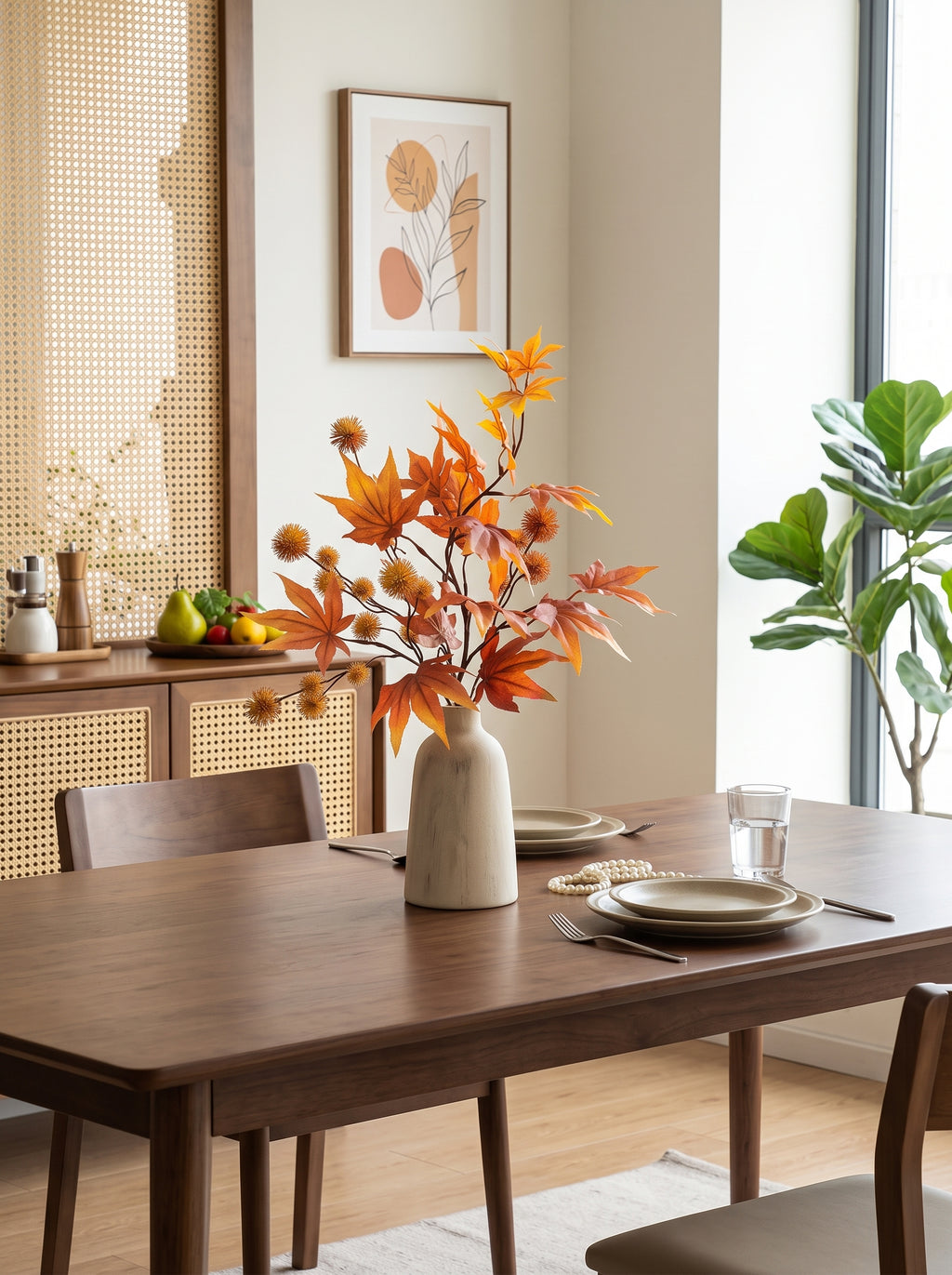 Warm Autumn Maple Foliage Botanical Artificial Floral Arrangement