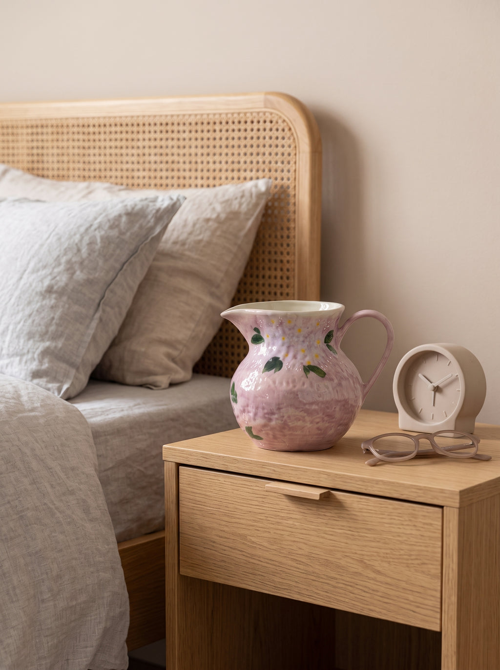 Hand-painted Blush Lilac Hydrangea Ceramic Vase