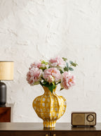 Artistic Fluted Yellow Spotted Vase