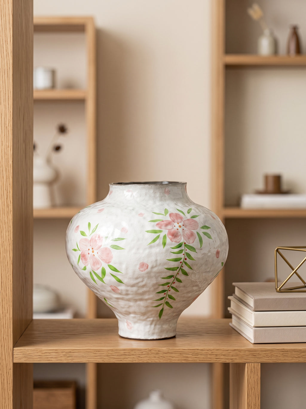 Artisanal Hand-Painted Floral Glazed Vase