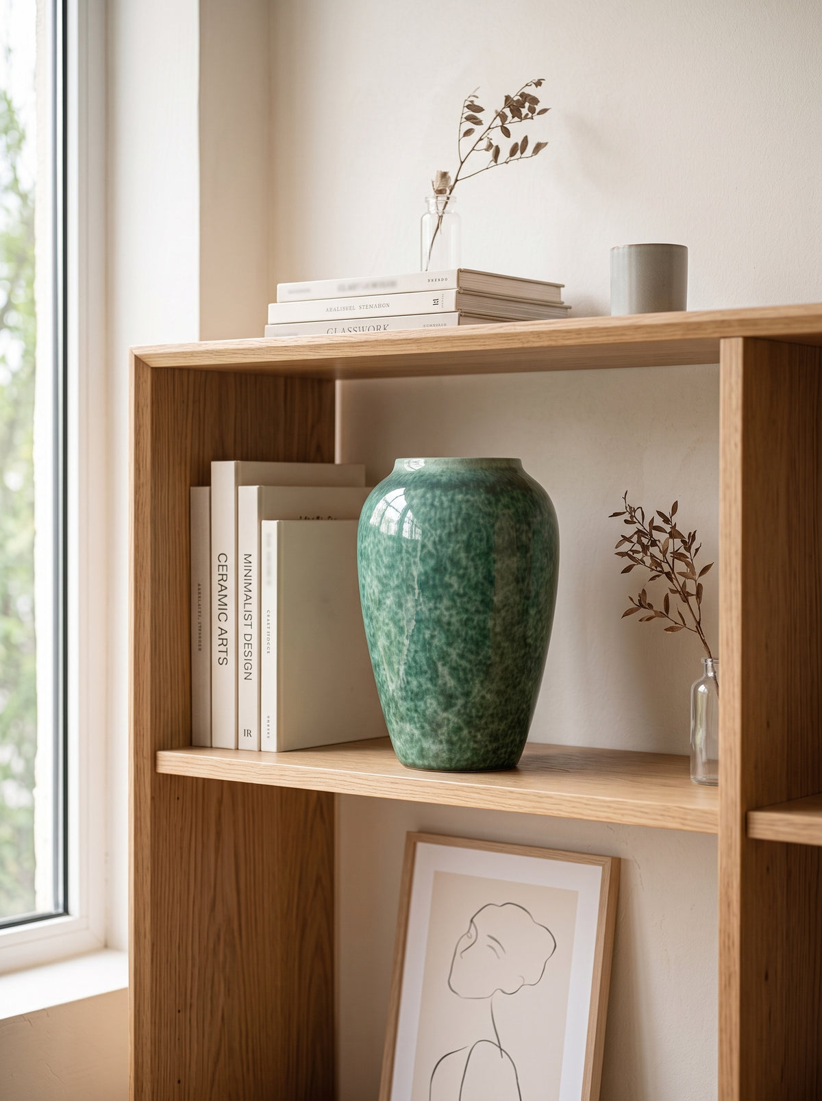 Artisanal Handcrafted Emerald Glazed Vase