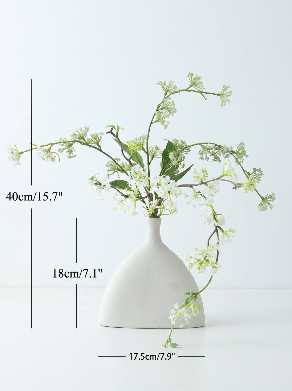 Nordic Minimalist Delicate White Blossom Branch Artificial Floral Arrangement
