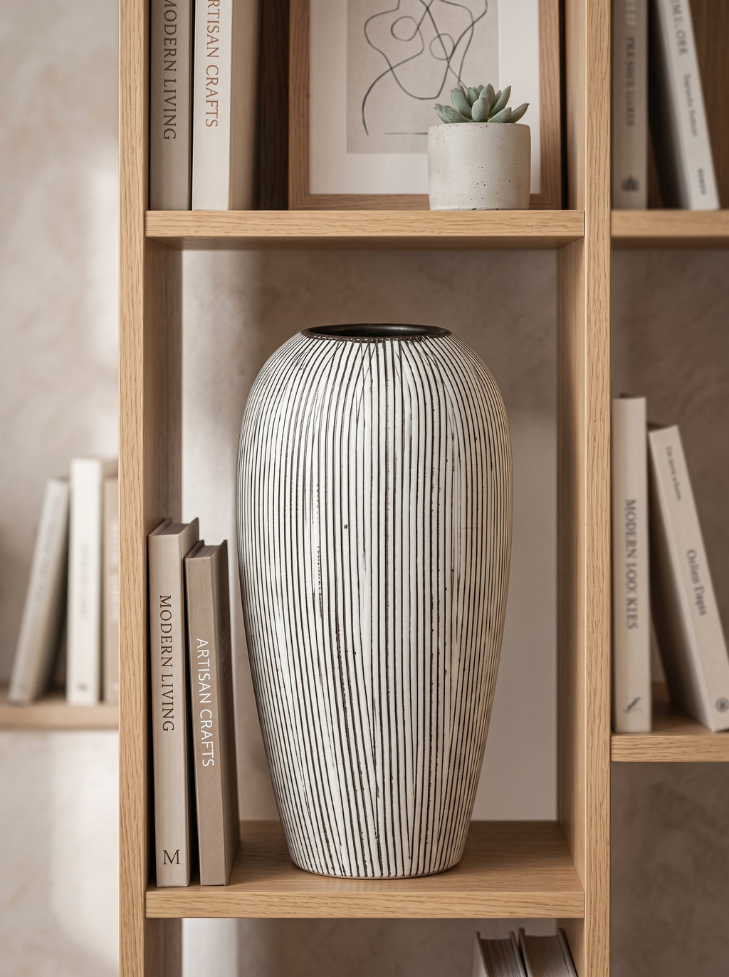 Minimalist Black and White Striped Vase