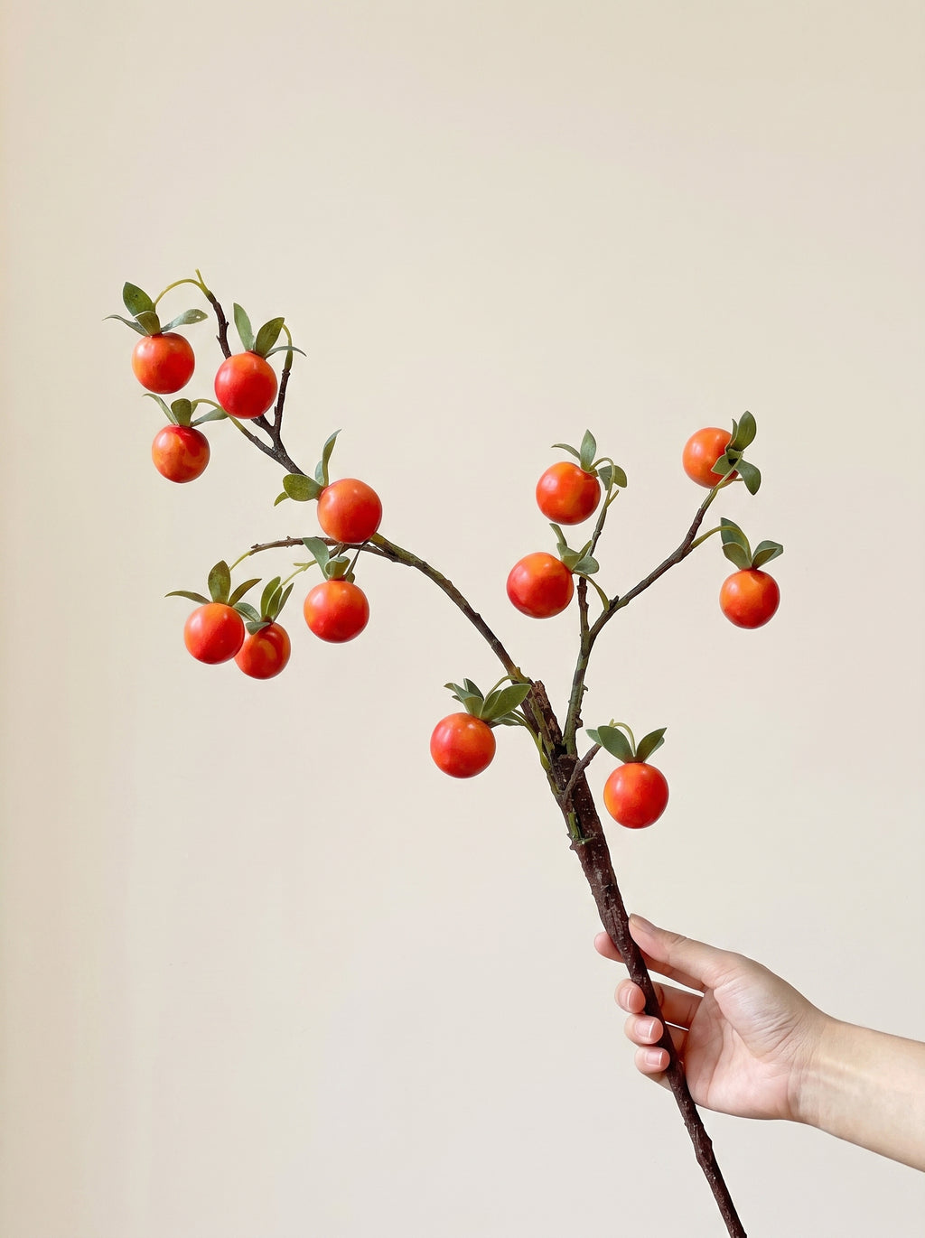 Golden Autumn Harvest Faux Persimmon Branch Artificial Floral Arrangement
