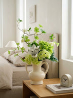Nordic Magnolia and Green Hydrangea Botanical Faux Floral Arrangement
