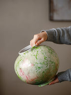 Sculptural Green Splash Aesthetic Moon Vase