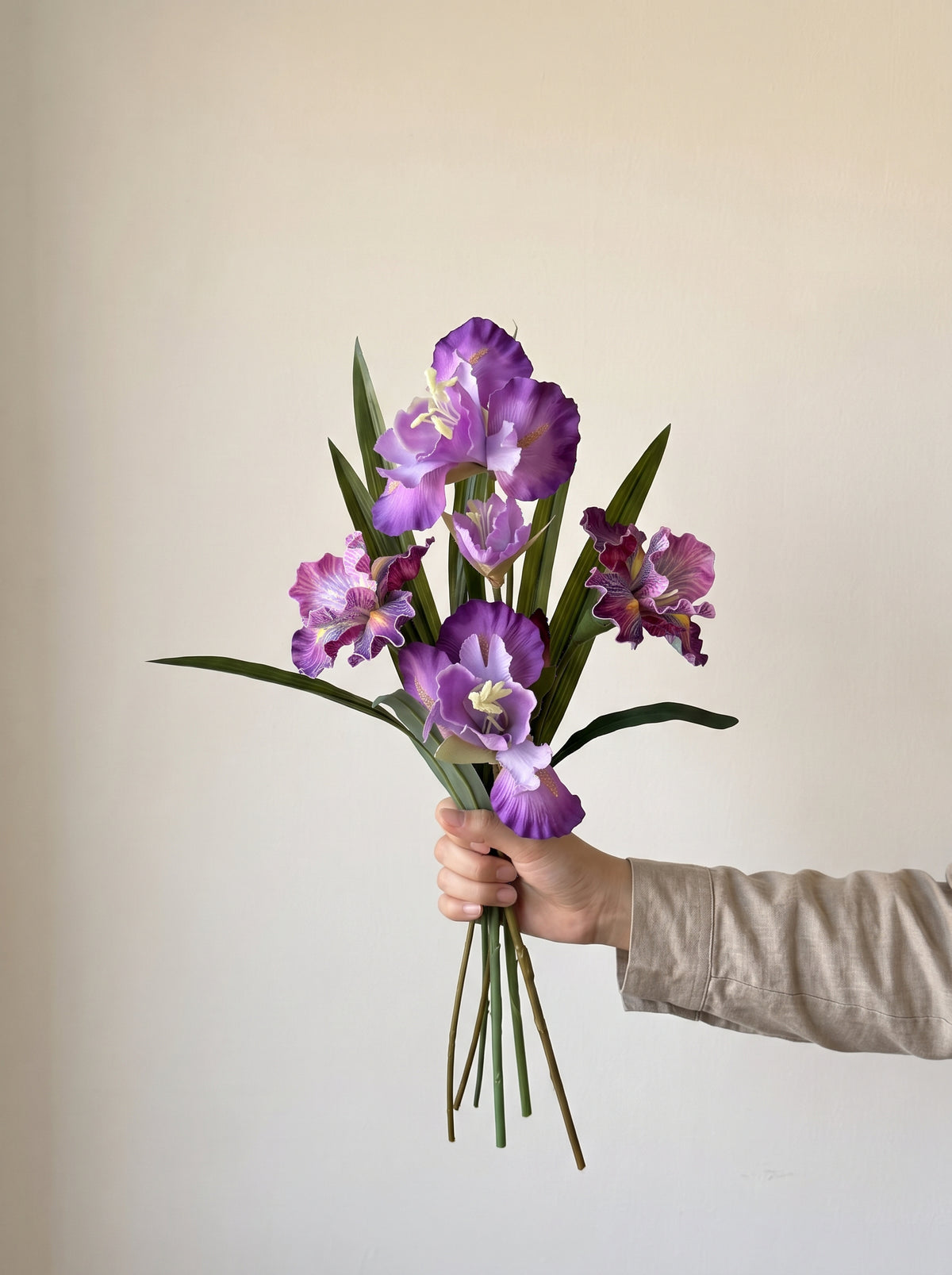 Luxury Royal Purple Iris Faux Floral Arrangement