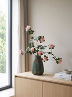 Vintage French Pink Cherry Blossom Stem Artificial Floral Arrangement