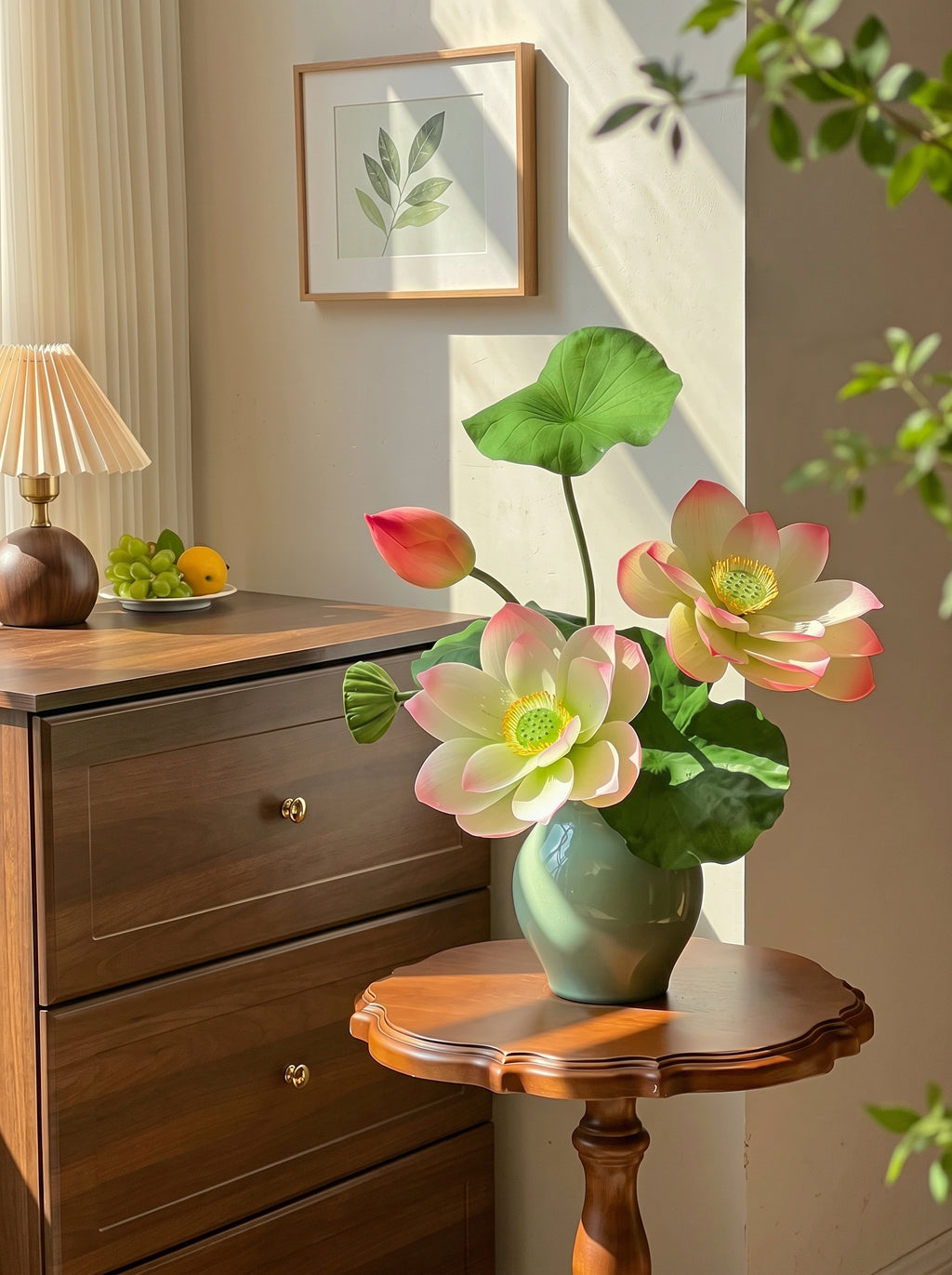 Serene Zen Lotus Bloom Botanical Artificial Floral Arrangement