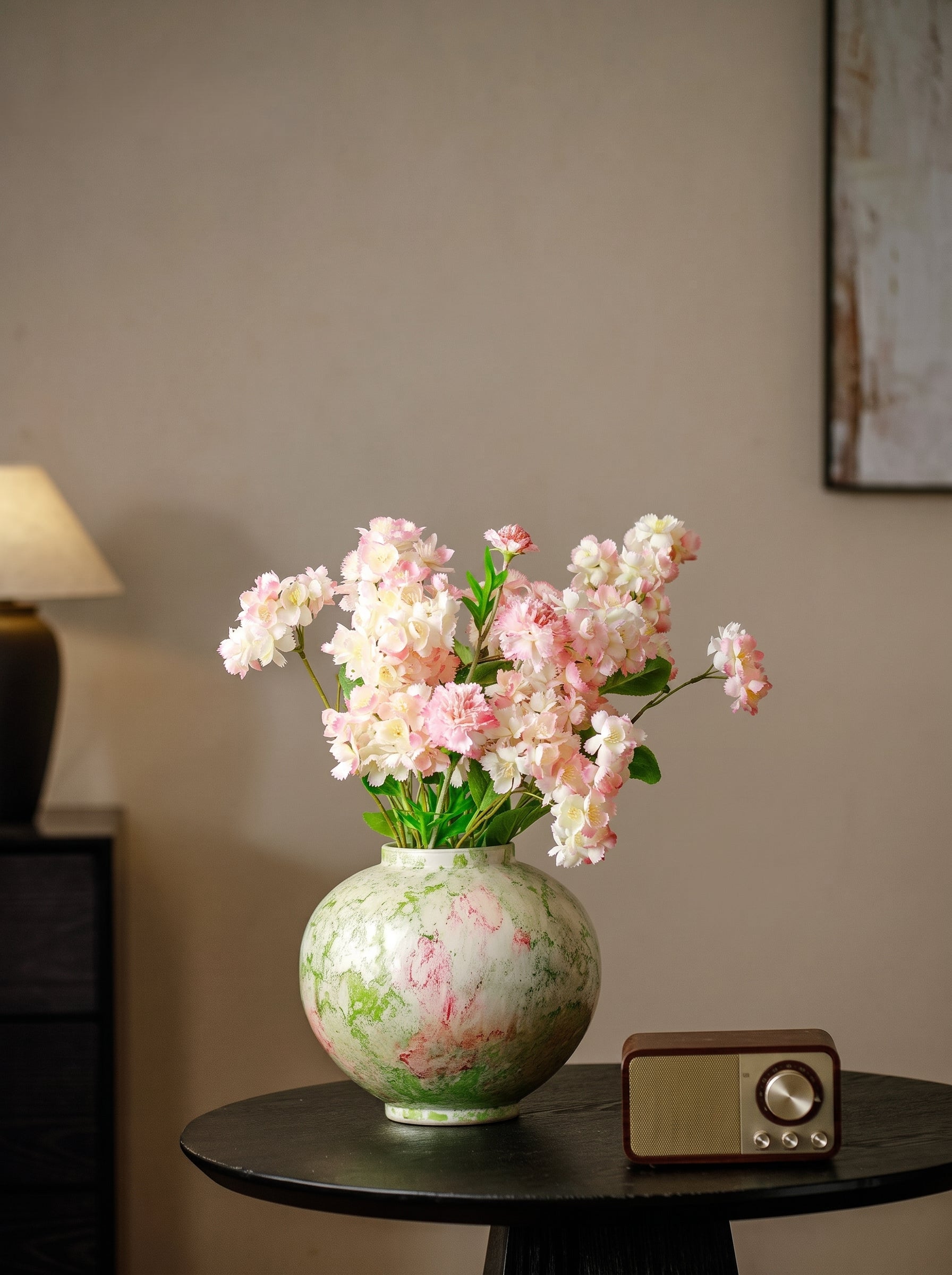 Sculptural Green Splash Aesthetic Moon Vase