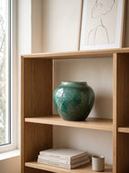 Artisanal Handcrafted Emerald Glazed Vase