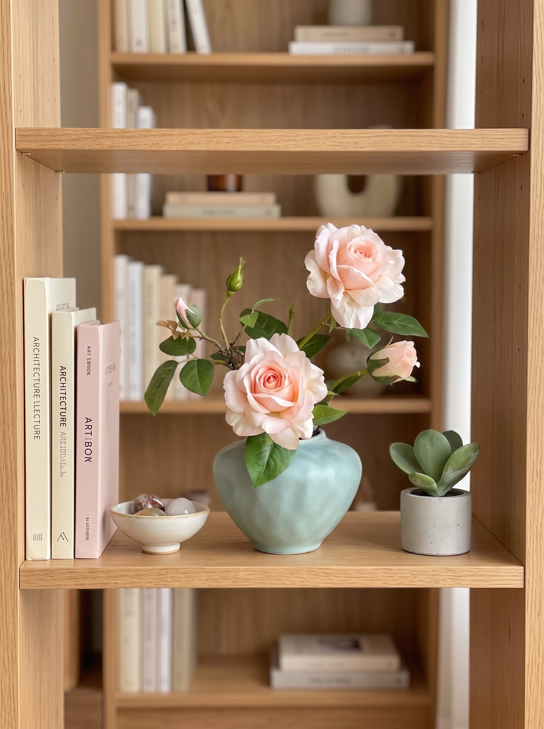 Elegant Blush Pink Rose Aesthetic Artificial Floral Arrangement