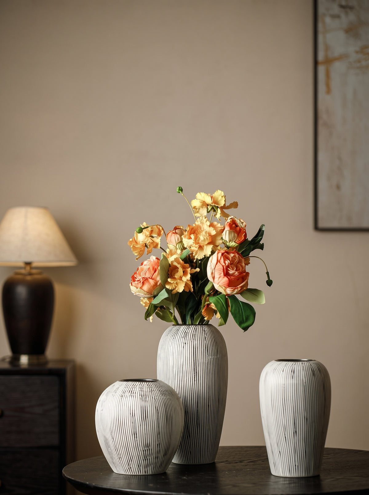 Minimalist Black and White Striped Vase