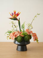 Modern Bird of Paradise and Orchid Faux Floral Arrangement