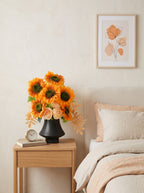 Oil Painting Sunflower and Rose Faux Floral Arrangement