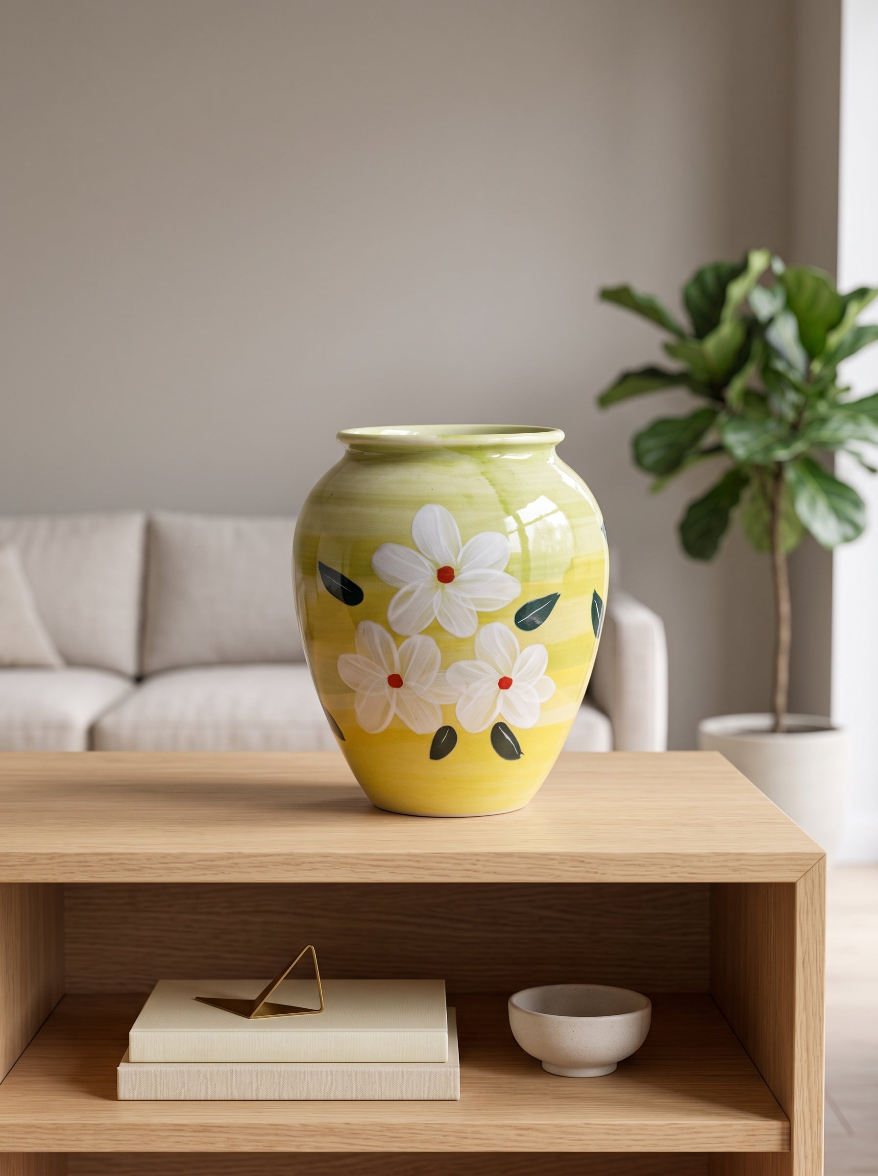 Vintage Hand-painted White Jasmine Bud Vase