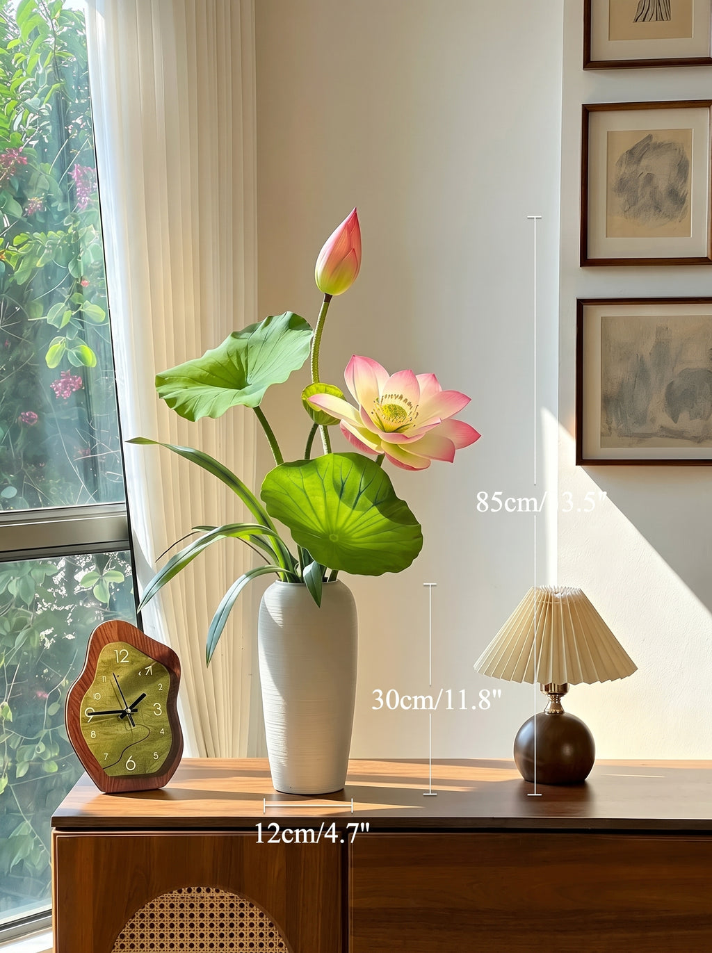 Zen Blush Lotus and Lily Pad Faux Floral Arrangement