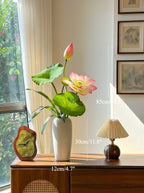 Zen Blush Lotus and Lily Pad Faux Floral Arrangement