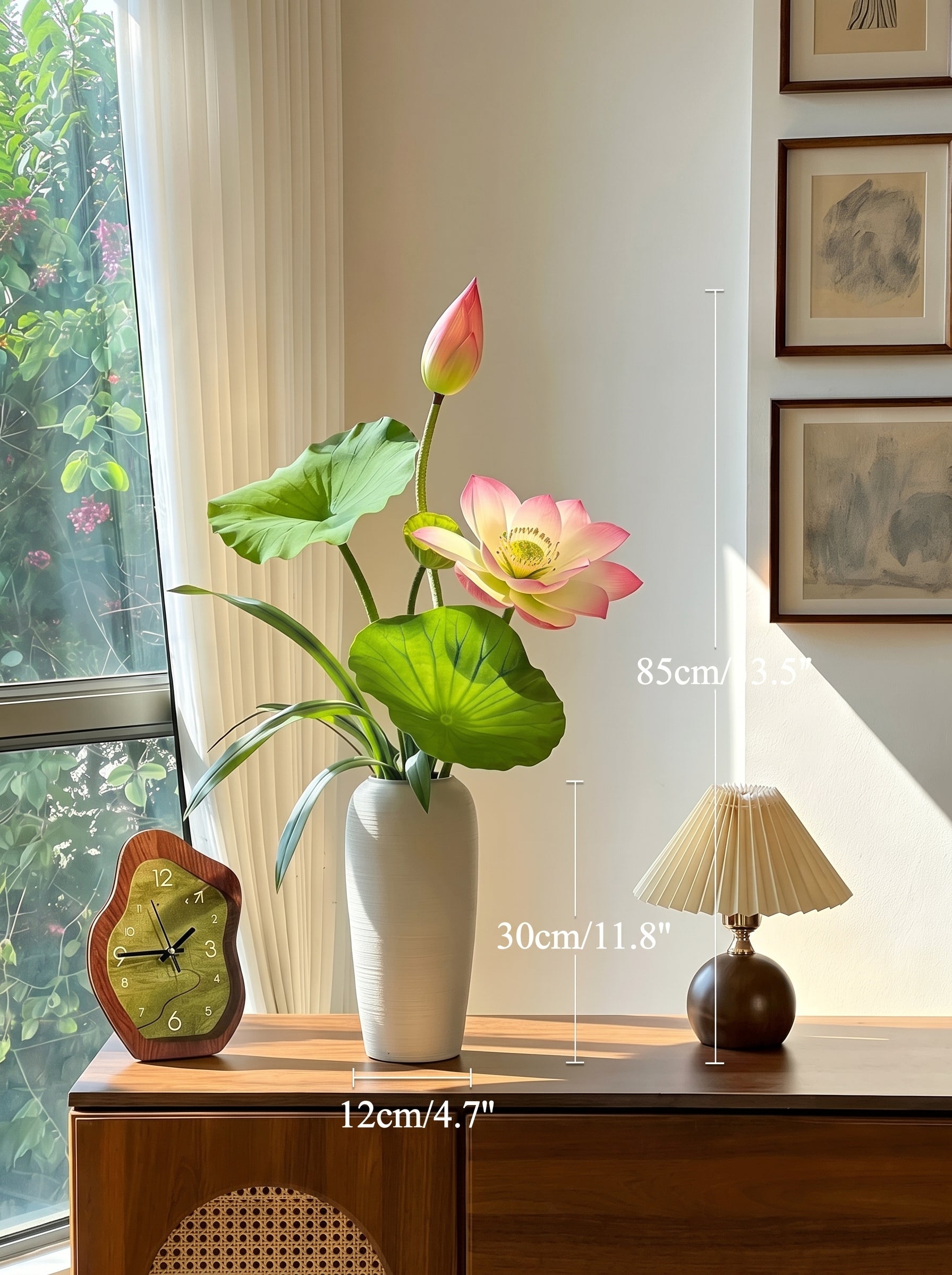 Zen Blush Lotus and Lily Pad Faux Floral Arrangement