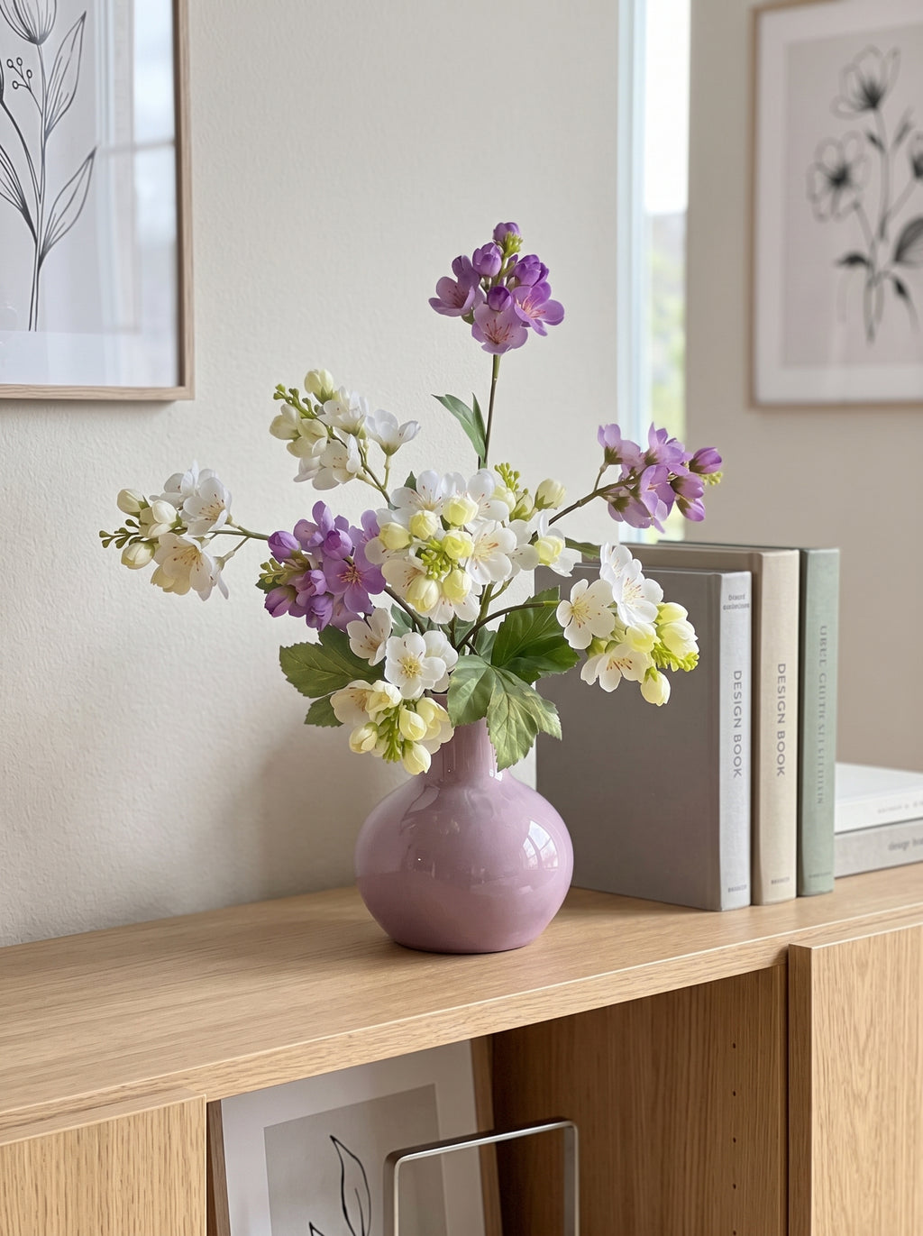 Vibrant Spring Apple Blossom Botanical Artificial Floral Arrangement