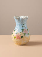 French Country Pastel Blue Floral Ceramic Vase
