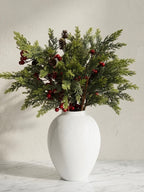 Nordic Red Berry and Cedar Botanical Faux Floral Arrangement