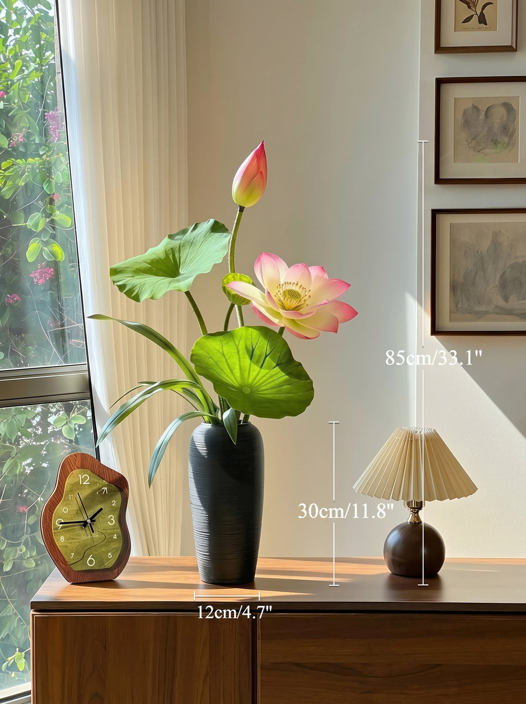 Zen Blush Lotus and Lily Pad Faux Floral Arrangement