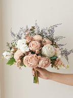 Vintage Romantic Rose and Lavender Faux Floral Arrangement