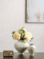 Artisanal Hand-Painted Floral Glazed Vase