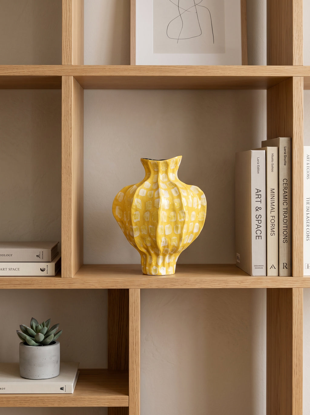 Artistic Fluted Yellow Spotted Vase