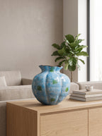 Vintage Fluted Speckled Glazed Sculptural Vase