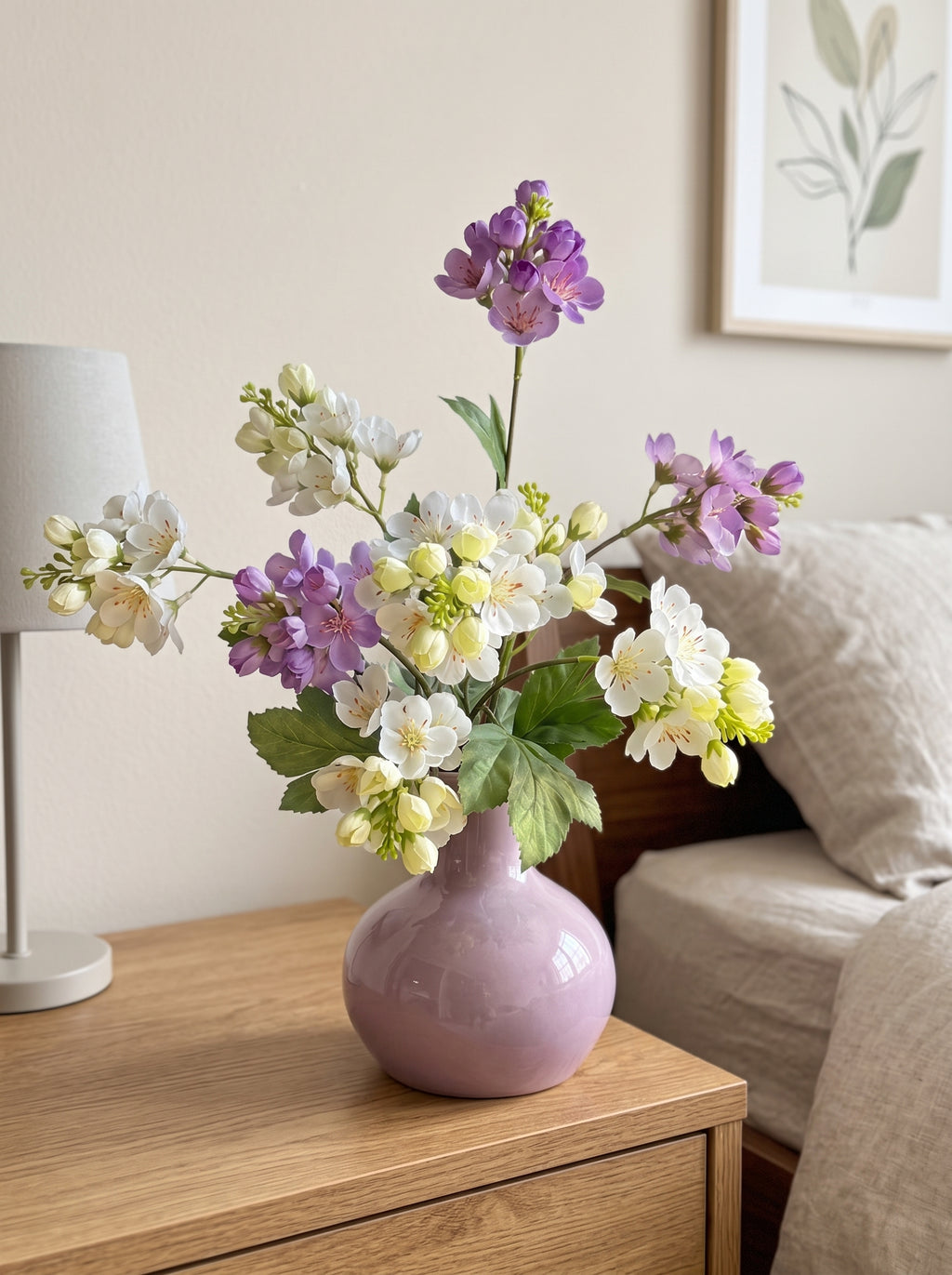 Vibrant Spring Apple Blossom Botanical Artificial Floral Arrangement