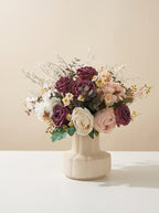 Vintage Dusty Burgundy Rose Faux Floral Arrangement