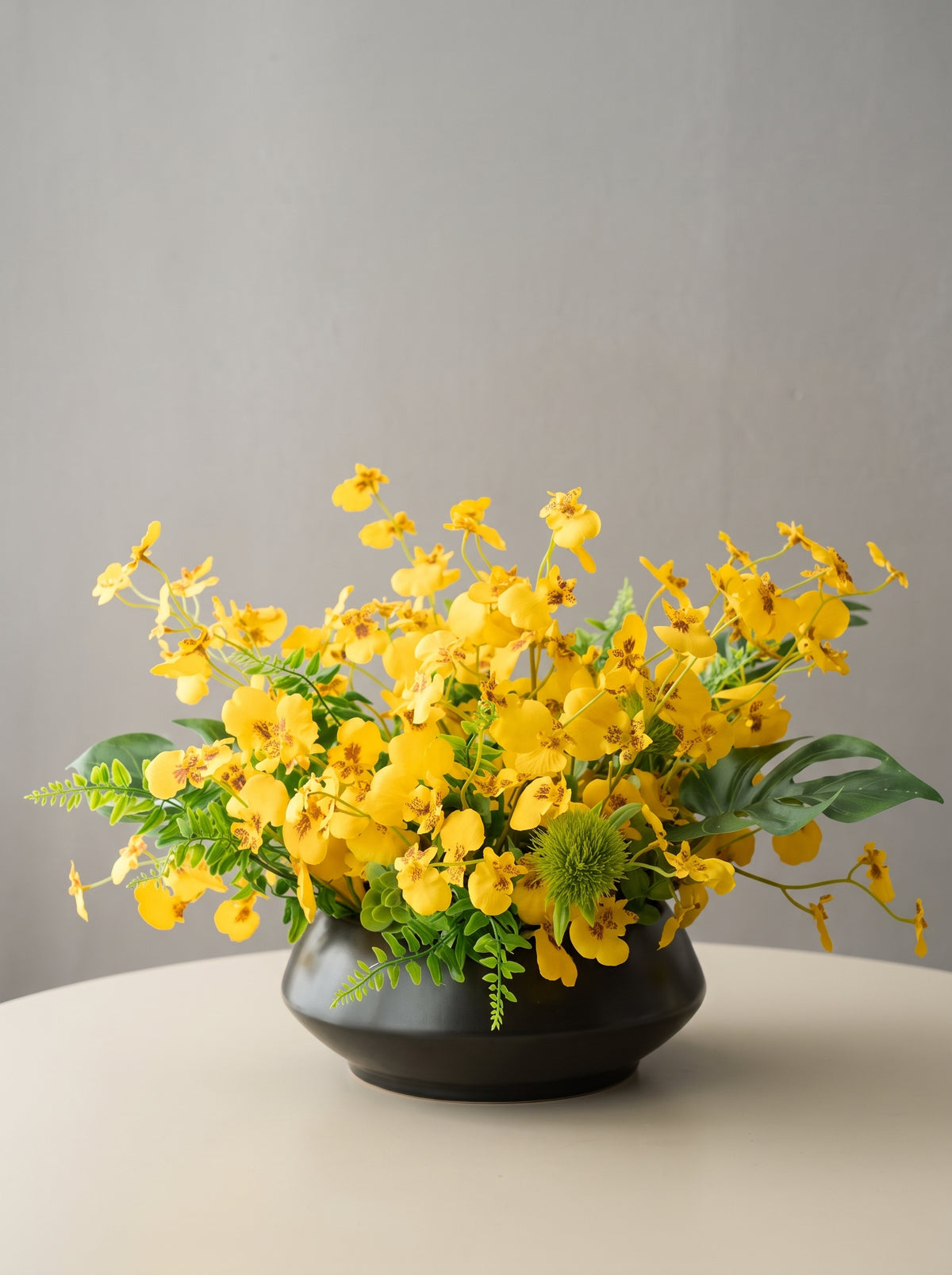 Vibrant Golden Dancing Orchid Faux Floral Arrangement