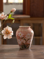 Hand-painted Blush Pink Floral Ceramic Vase