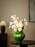 Hand-Painted Golden Osmanthus Emerald Vase