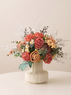Vintage Sunset Orange Rose Faux Floral Arrangement
