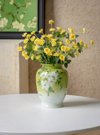 French Country Hand-painted White Jasmine Ceramic Vase