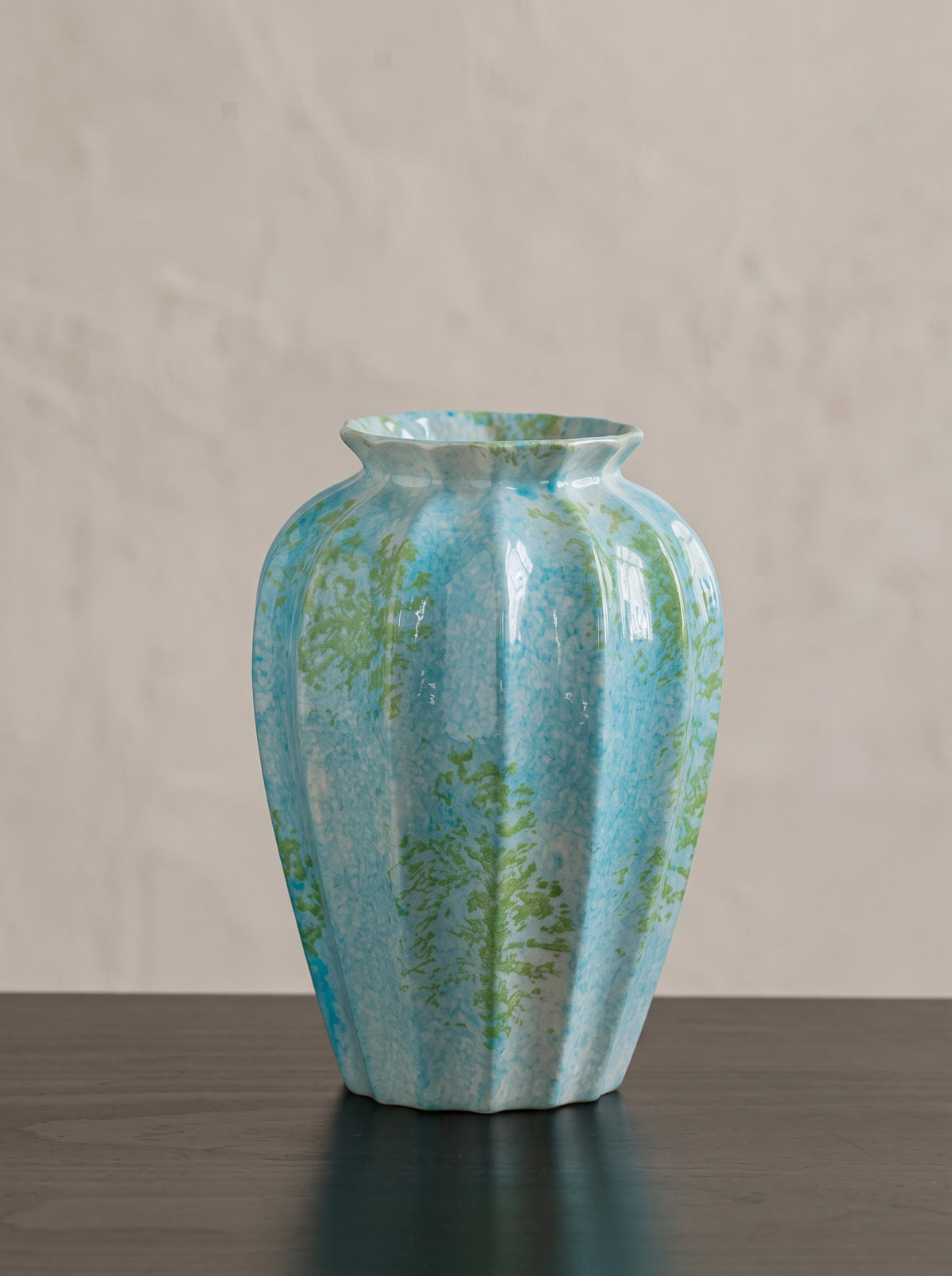 Spotted Ocean Blue Fluted Vase