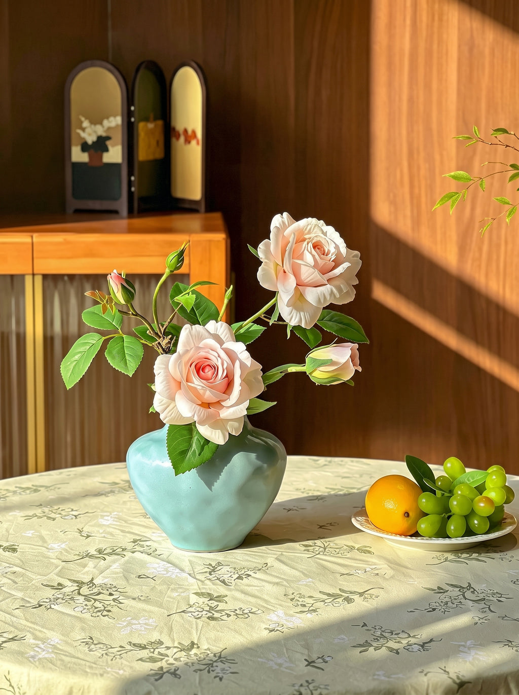Elegant Blush Pink Rose Aesthetic Artificial Floral Arrangement
